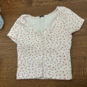 Never worn brandy Melville button up top floral